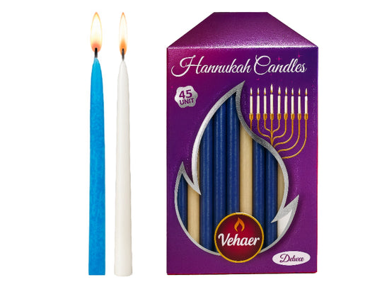 Deluxe Chanukah Candles Blue & White