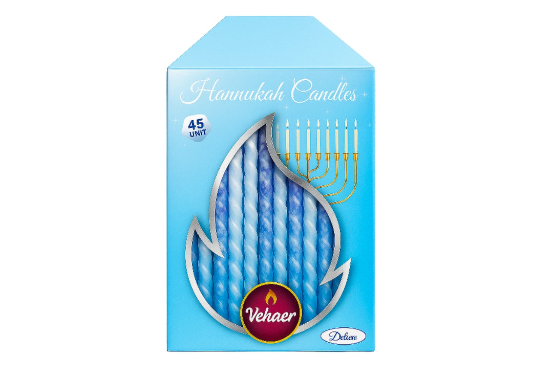 Deluxe Chanukah Candles SPIRAL  Blue & White