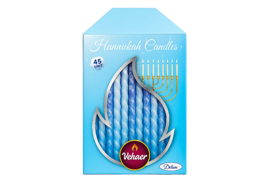 Deluxe Chanukah Candles SPIRAL  Blue & White