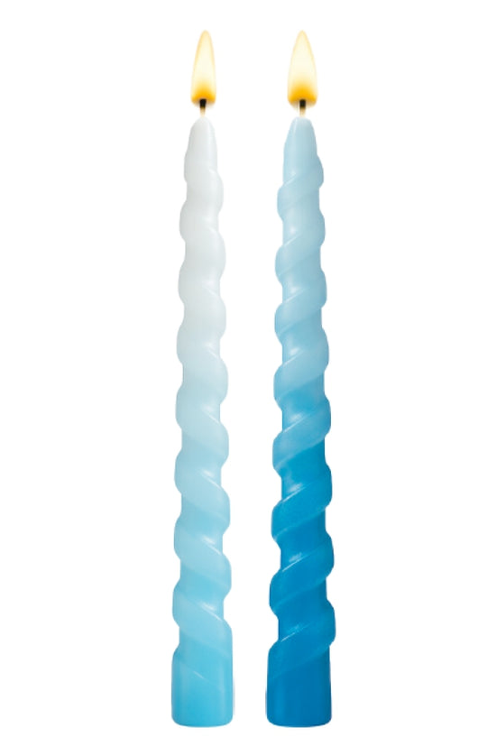 Deluxe Chanukah Candles SPIRAL  Blue & White