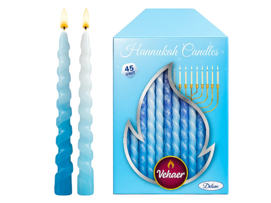 Deluxe Chanukah Candles SPIRAL  Blue & White